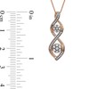 Thumbnail Image 5 of 0.20 CT. T.W. Multi-Diamond Duo Cascading Frame Infinity Drop Pendant in Sterling Silver with 14K Rose Gold Plate