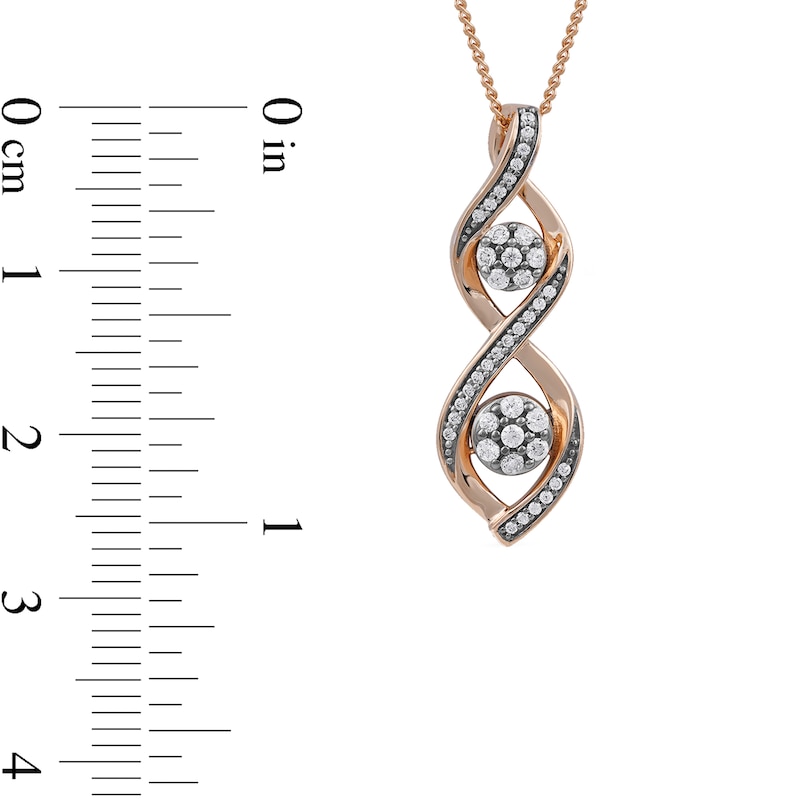 0.20 CT. T.W. Multi-Diamond Duo Cascading Frame Infinity Drop Pendant in Sterling Silver with 14K Rose Gold Plate