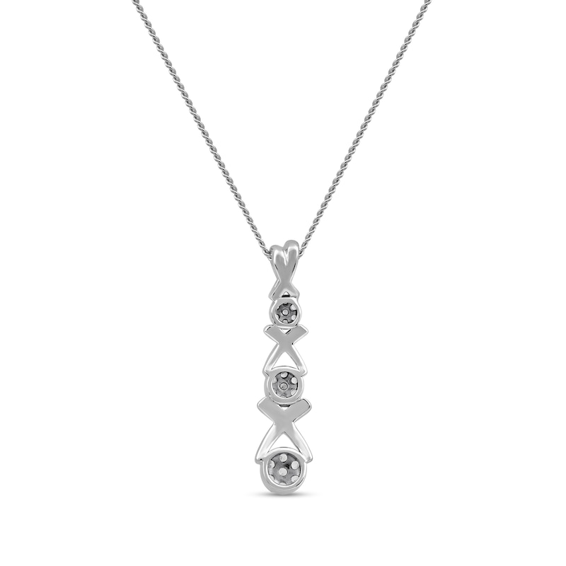 0.10 CT. T.W. Multi-Diamond Graduated Three Stone "XO" Drop Pendant in Sterling Silver