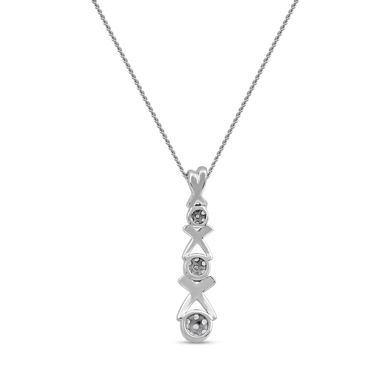 0.10 CT. T.W. Multi-Diamond Graduated Three Stone "XO" Drop Pendant in Sterling Silver