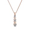 Thumbnail Image 1 of 0.10 CT. T.W. Multi-Diamond Graduated Three Stone "XO" Drop Pendant in Sterling Silver with 14K Rose Gold Plate