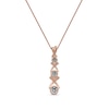 Thumbnail Image 3 of 0.10 CT. T.W. Multi-Diamond Graduated Three Stone "XO" Drop Pendant in Sterling Silver with 14K Rose Gold Plate