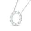 Thumbnail Image 2 of Baguette White Lab-Created Sapphire Geometric Open Circle Necklace in Sterling Silver
