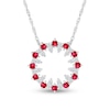 Thumbnail Image 1 of Lab-Created Ruby and White Lab-Created Sapphire Stacked Duo Alternating Open Circle Pendant in Sterling Silver