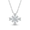 Thumbnail Image 1 of 4.0mm White Lab-Created Sapphire Frame Floral Necklace in Sterling Silver
