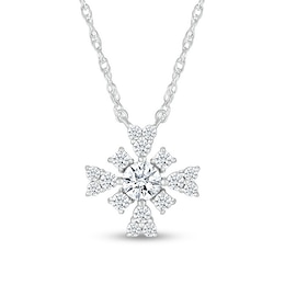 4.0mm White Lab-Created Sapphire Frame Floral Necklace in Sterling Silver