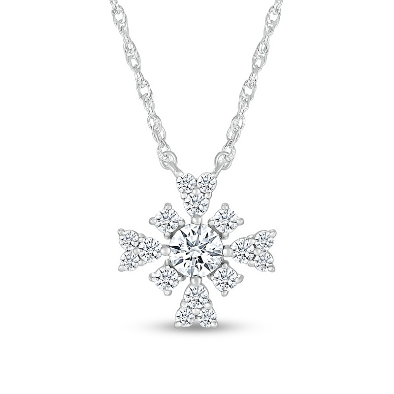 4.0mm White Lab-Created Sapphire Frame Floral Necklace in Sterling Silver