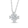 Thumbnail Image 2 of 4.0mm White Lab-Created Sapphire Frame Floral Necklace in Sterling Silver