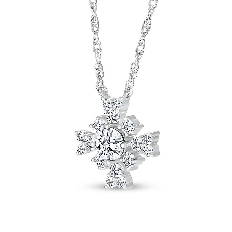 4.0mm White Lab-Created Sapphire Frame Floral Necklace in Sterling Silver