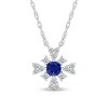 Thumbnail Image 1 of 4.0mm Blue and White Lab-Created Sapphire Frame Floral Necklace in Sterling Silver