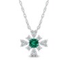 Thumbnail Image 1 of 4.0mm Lab-Created Emerald and White Lab-Created Sapphire Frame Floral Necklace in Sterling Silver