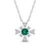 Thumbnail Image 0 of 4.0mm Lab-Created Emerald and White Lab-Created Sapphire Frame Floral Necklace in Sterling Silver