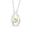4.0mm Citrine Solitaire Swirl Ribbon Open Teardrop Pendant in 10K White Gold