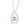 Thumbnail Image 2 of 4.0mm Amethyst Solitaire Swirl Ribbon Open Teardrop Pendant in 10K White Gold