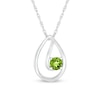 Thumbnail Image 0 of 4.0mm Peridot Solitaire Swirl Ribbon Open Teardrop Pendant in 10K White Gold