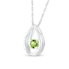 Thumbnail Image 1 of 4.0mm Peridot Solitaire Swirl Ribbon Open Teardrop Pendant in 10K White Gold