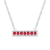 Thumbnail Image 1 of Lab-Created Ruby Seven Stone Border Bar Necklace in Sterling Silver