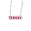 Lab-Created Ruby Seven Stone Border Bar Necklace in Sterling Silver