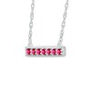 Thumbnail Image 2 of Lab-Created Ruby Seven Stone Border Bar Necklace in Sterling Silver