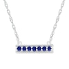 Thumbnail Image 1 of Blue Lab-Created Sapphire Seven Stone Border Bar Necklace in Sterling Silver