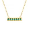 Lab-Created Emerald Seven Stone Border Bar Necklace in Sterling Silver with 14K Gold Plate