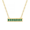 Thumbnail Image 1 of Lab-Created Emerald Seven Stone Border Bar Necklace in Sterling Silver with 14K Gold Plate