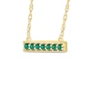 Thumbnail Image 2 of Lab-Created Emerald Seven Stone Border Bar Necklace in Sterling Silver with 14K Gold Plate