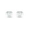 Thumbnail Image 1 of Oval White Lab-Created Sapphire Solitaire Octagonal Frame Stud Earrings in Sterling Silver