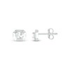 Thumbnail Image 3 of Oval White Lab-Created Sapphire Solitaire Octagonal Frame Stud Earrings in Sterling Silver