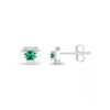 Thumbnail Image 3 of Oval Lab-Created Emerald Solitaire Octagonal Frame Stud Earrings in Sterling Silver