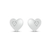 Thumbnail Image 0 of White Lab-Created Sapphire Accent Heart Stud Earrings in 10K White Gold