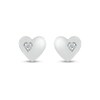 White Lab-Created Sapphire Accent Heart Stud Earrings in 10K White Gold