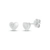 Thumbnail Image 1 of White Lab-Created Sapphire Accent Heart Stud Earrings in 10K White Gold