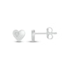 White Lab-Created Sapphire Accent Heart Stud Earrings in 10K White Gold