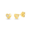 Thumbnail Image 2 of White Lab-Created Sapphire Accent Heart Stud Earrings in 10K Gold