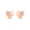 White Lab-Created Sapphire Accent Heart Stud Earrings in 10K Rose Gold