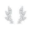 Thumbnail Image 3 of Marquise White Lab-Created Sapphire Three Stone Slant Curved Stud Earrings in Sterling Silver