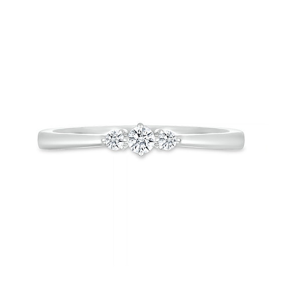 White Lab-Created Sapphire Three Stone Ring in Sterling Silver
