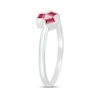 Thumbnail Image 1 of Baguette Lab-Created Ruby Three Stone Open Triangle Geometric Ring in Sterling Silver