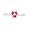 Thumbnail Image 2 of Baguette Lab-Created Ruby Three Stone Open Triangle Geometric Ring in Sterling Silver