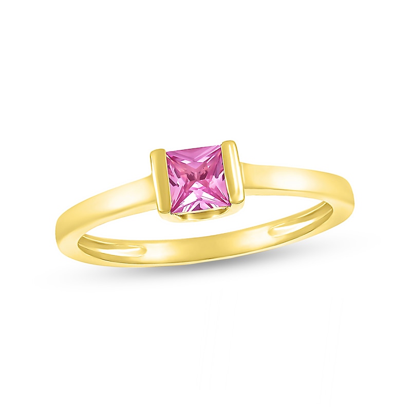 4.0mm Princess-Cut Pink Lab-Created Sapphire Channel-Set Ring in 10K Gold