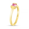 Thumbnail Image 1 of 4.0mm Princess-Cut Pink Lab-Created Sapphire Channel-Set Ring in 10K Gold