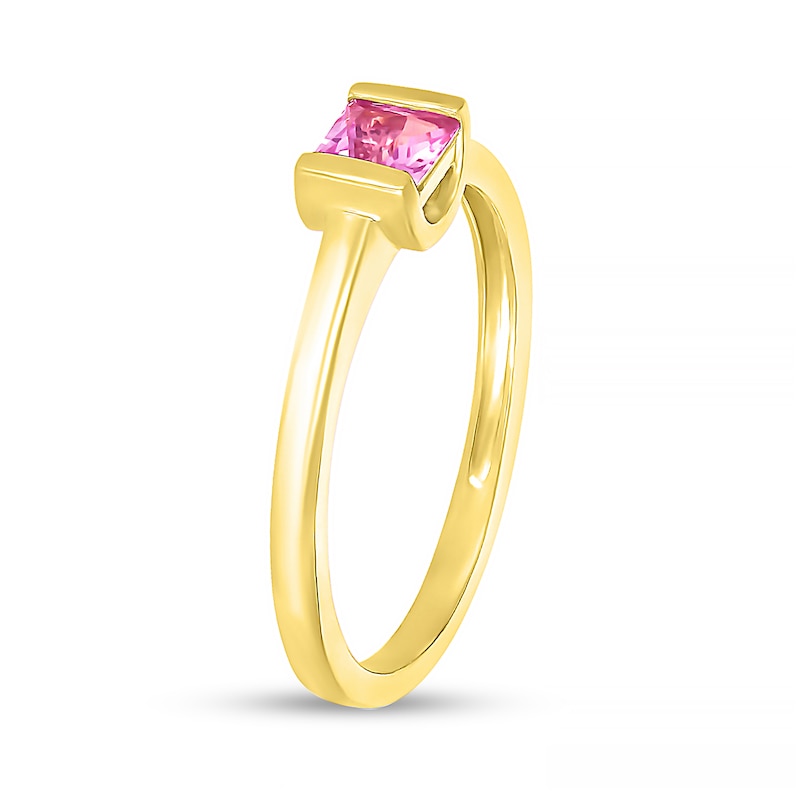 4.0mm Princess-Cut Pink Lab-Created Sapphire Channel-Set Ring in 10K Gold