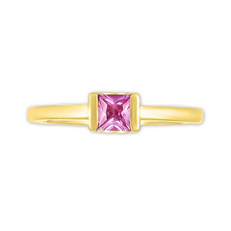 4.0mm Princess-Cut Pink Lab-Created Sapphire Channel-Set Ring in 10K Gold