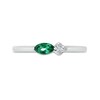 Sideways Marquise Lab-Created Emerald and White Lab-Created Sapphire Trio Side Accent Ring in Sterling Silver