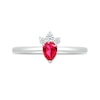 Thumbnail Image 2 of Pear-Shaped Lab-Created Ruby and White Lab-Created Sapphire Tri-Top Tiara Ring in Sterling Silver