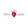 Pear-Shaped Lab-Created Ruby and White Lab-Created Sapphire Tri-Top Tiara Ring in Sterling Silver