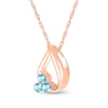 Thumbnail Image 2 of Swiss Blue Topaz Trio Swirl Ribbon Open Teardrop Pendant in 10K Rose Gold