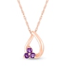 Thumbnail Image 0 of Amethyst Trio Swirl Ribbon Open Teardrop Pendant in 10K Rose Gold