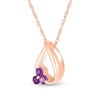 Thumbnail Image 1 of Amethyst Trio Swirl Ribbon Open Teardrop Pendant in 10K Rose Gold